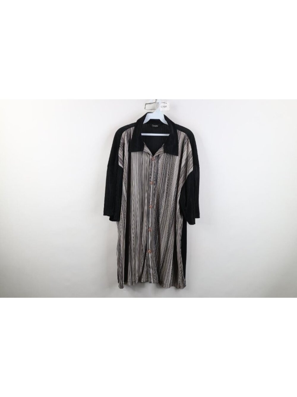 Vintage 90s Streetwear Mens 2XL XXL Striped Ribbed Stretch Knit Button Shirt